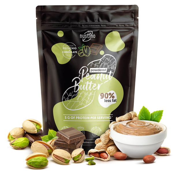 Nustino – Masło Orzechowe w Proszku – Pistacja & Czekolada (bez dodatku cukru) 400 g