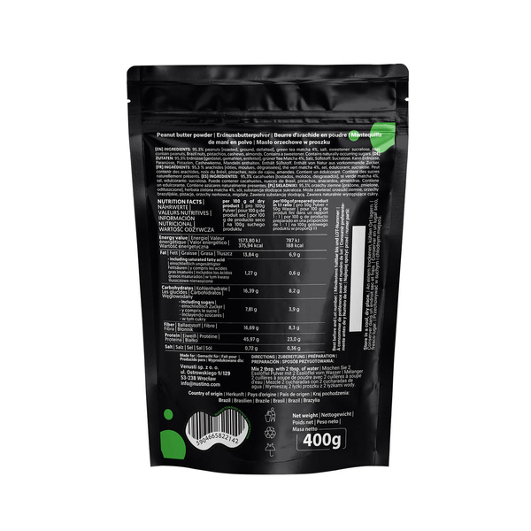 Nustino – Masło Orzechowe w Proszku – Matcha (bez dodatku cukru) 400 g
